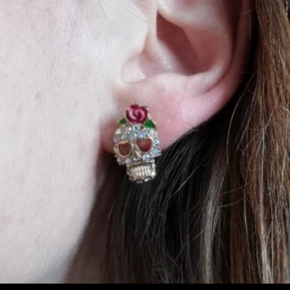 Calavera Sugar Skull Earrings - Picture 3 of 3